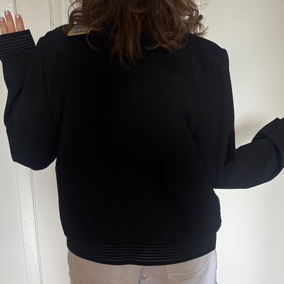 Elie Tahari Black Textured Bomber Jacket - Picture 3 of 6